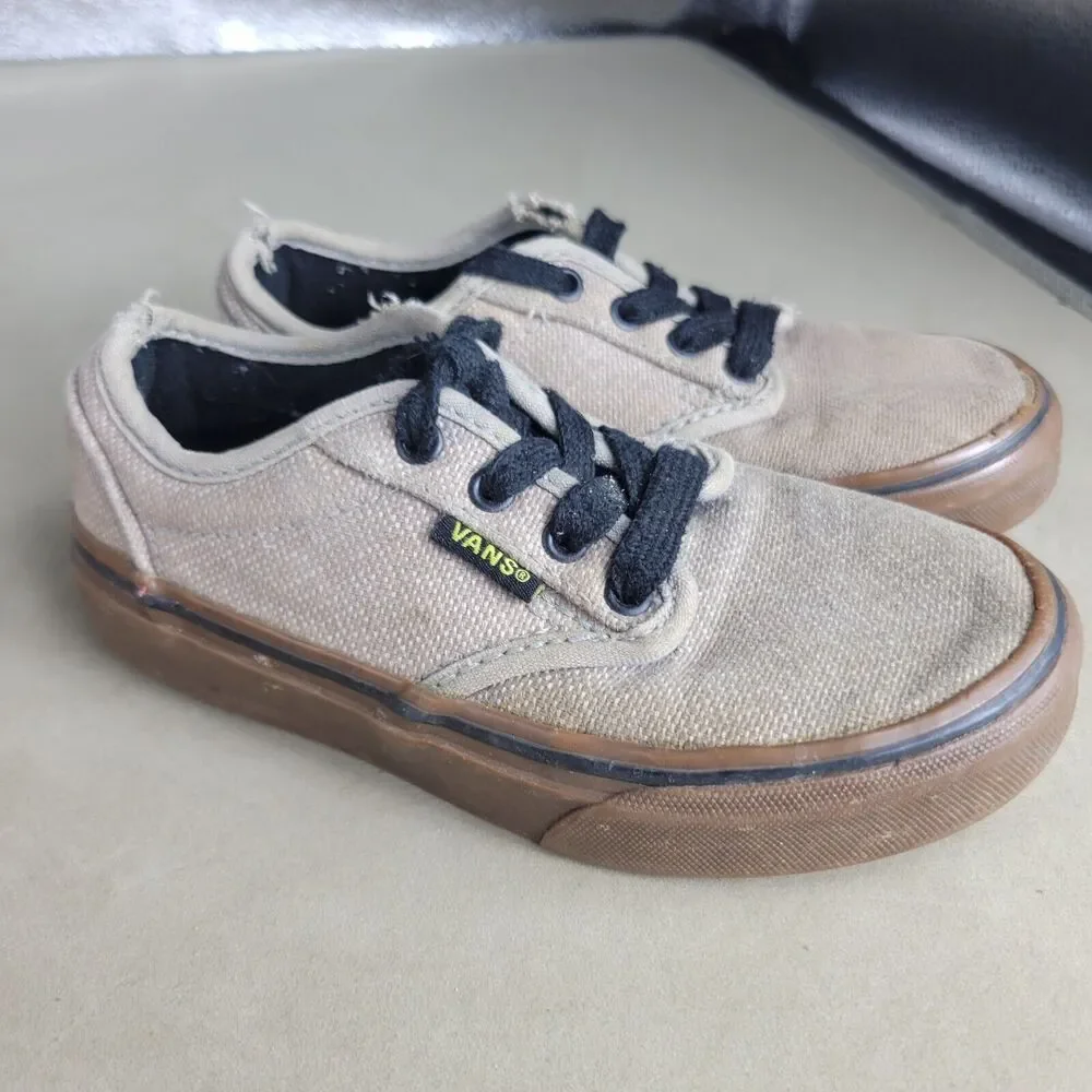 Vans Shoes Boys Size 11.5 Brown Lace Up Walking Low Top Man Made Comfort Sneaker